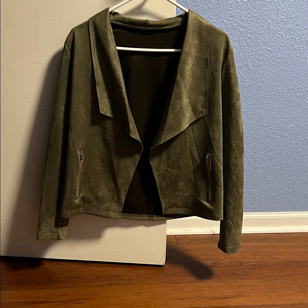 Olive Green Suede Jacket medium